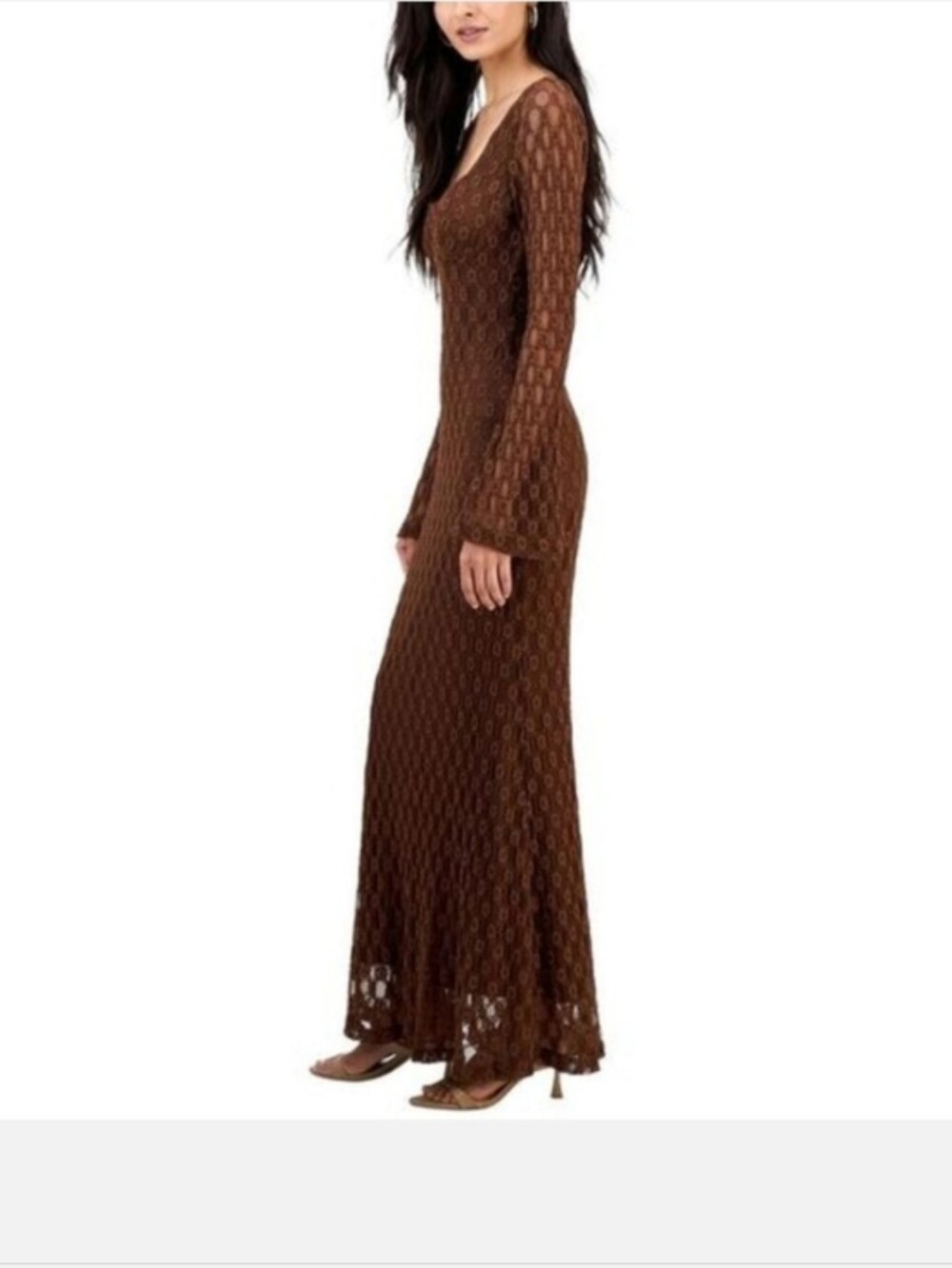 Bardot Womens EvanniaBell-Sleeve Brown Long Sleeve Maxi Dress - Size S - Picture 3 of 7